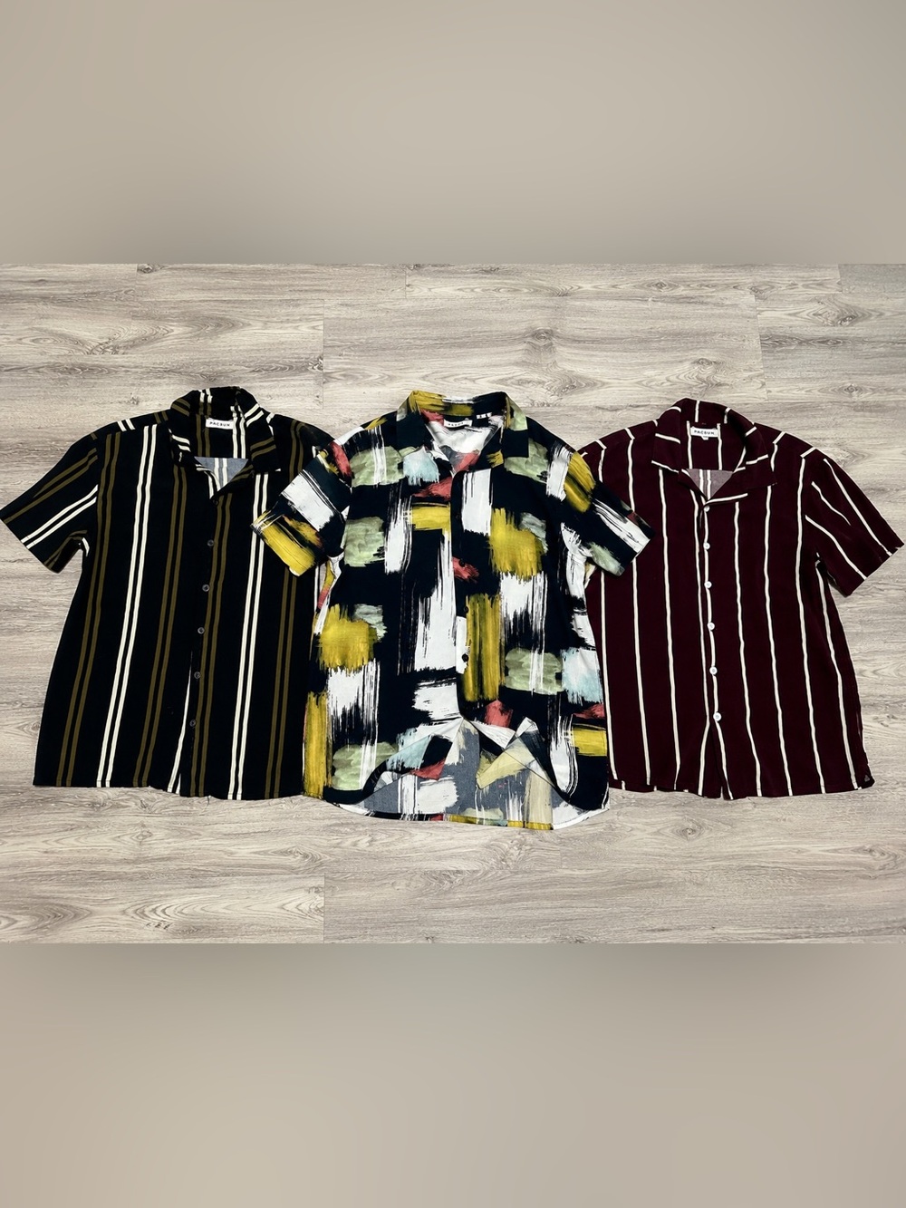 PacSun Men’s Small Button Up Shirt Bundle 3 Striped Abstract Casual Shirts